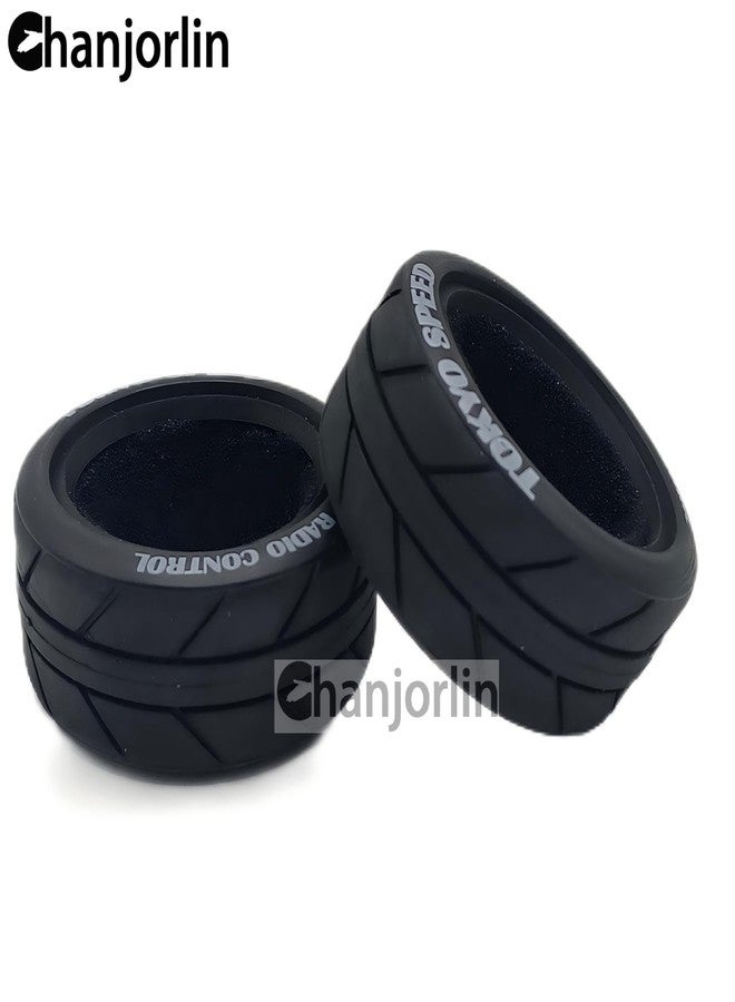 Chanjorlin 1/10 RC On Road Tires OD 2.56" Soft Rubber Rally Racing Tyres for 1:10 Street Touring Drift Car Tamiya TT01 TT02 XV01 TA06 A959 PTG2 HPI KYOSHO HSP PTG2 Traxxas RC On-Road Wheels 4PCS - Image 5
